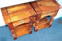 A pair of single drawer side tables