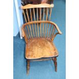 A spindle back Windsor armchair