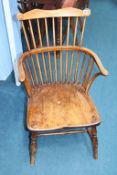 A spindle back Windsor armchair