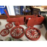 A part metal work traction engine, to include body and wheels