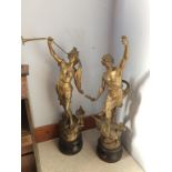 A pair of Spelter figures