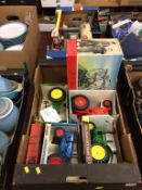 Two boxes of die cast toys, including ERTL etc.