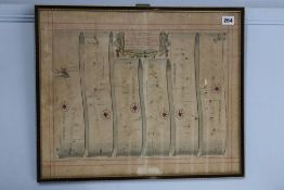 A pair of framed sections of John Ogilby road maps