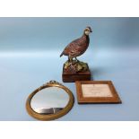 A Royal Worcester porcelain figure 'Bob White Quail Male' and a small mirror