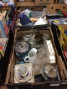 Two trays of assorted, including silver plate etc.