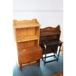 An oak bookcase, a pine bookcase, a Sutherland table etc.