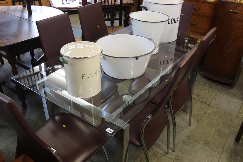 A glass and chrome dining table, with six chairs - Image 2 of 2