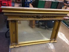 A large gilt overmantle mirror