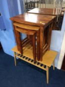 A light wood coffee table and a nest of tables