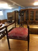 A set of five Edwardian mahogany and inlaid chairs, comprising four single and one carver