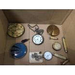 A 15ct gold pin, silver pocket watch and Albert etc.