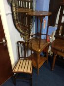 Two Edwardian occasional tables and a single chair