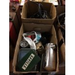 Two boxes including lamps, spark plugs etc.