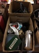 Two boxes including lamps, spark plugs etc.