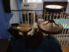 Two Drum tables, a Victorian sewing table, telephone seat etc.