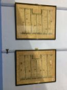 Two framed sections of John Ogilbys road map