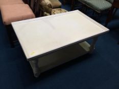 A large white coffee table