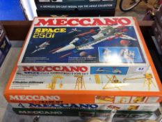 Boxed 'Meccano Space 2501 Construction Set', a 'Motorised Set', a 'Motorised Crane Set' and an 'Army