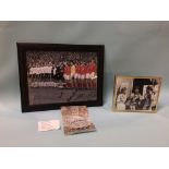 Autographs; Geoff Hurst, Martin Peters, Gordon Banks, George Cohen and Jack Charlton, John Mills,