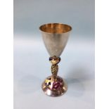 A silver gilt and enamelled goblet, by Fred Rich, London, 1996, 16.6oz, 19.5cm high