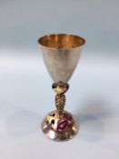 A silver gilt and enamelled goblet, by Fred Rich, London, 1996, 16.6oz, 19.5cm high