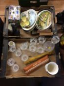 Two trays of assorted, cut glass etc.