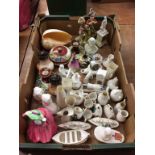 A tray of assorted, to include crested ware
