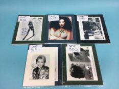 Autographs to include; Katherine Ross, Ashley Judd, Kitten Navidad, Elle Macpherson x 2, Kathy