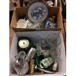 Two boxes of glass and china
