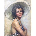 Mary Macleod (1866-1957), oil on canvas, signed, monogrammed, MM, half length portrait of a lady