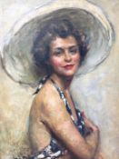 Mary Macleod (1866-1957), oil on canvas, signed, monogrammed, MM, half length portrait of a lady