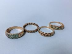 Four 9ct gold rings, 9g