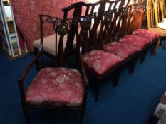 A set of five Edwardian chairs, inlaid with marquetry