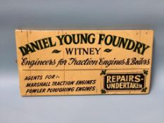 Painted sign 'Daniel Young Foundry Witney', 31 x 60cm