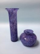 Two coloured glass vases