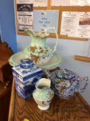 A Ringtons Chintz teapot, tea caddy and wash bowl etc.