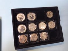 Ten silver one ounce Britannia coins