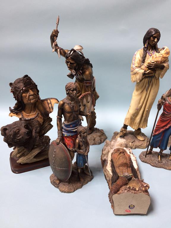 Six model Red Indian figures and two 'Masai' figures - Image 3 of 3