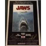 Autographs; signed 'Jaws' poster, to include Roy Schneider, Richard Dreyfuss, John Williams, Peter