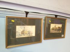 Tom Finch, pair, watercolours, signed, dated **84, 'Old Town Hall South Shields', and 'South Shields