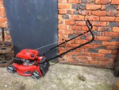 A petrol lawnmower