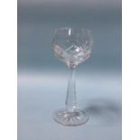 Eleven cut glass wine glasses