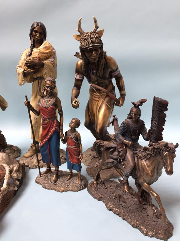 Six model Red Indian figures and two 'Masai' figures - Image 2 of 3