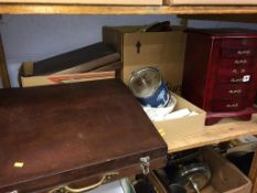 A shelf of assorted, to include a jewellery box etc.