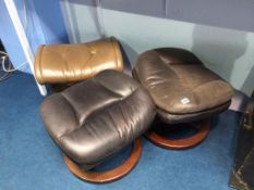 Three leather top footstools