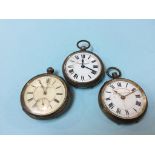 A silver cased pocket watch and two railway time keeper pocket watches