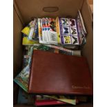 A box of Brooke Bond picture cards, Wills cigarette cards etc.