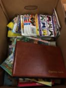 A box of Brooke Bond picture cards, Wills cigarette cards etc.