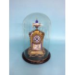 A late 19th century clock by VVE Charles, with gilt case, 8 day movement, single strike, decorated