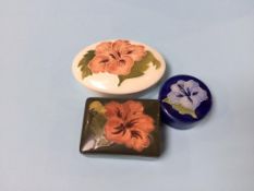 Three Moorcroft trinket boxes